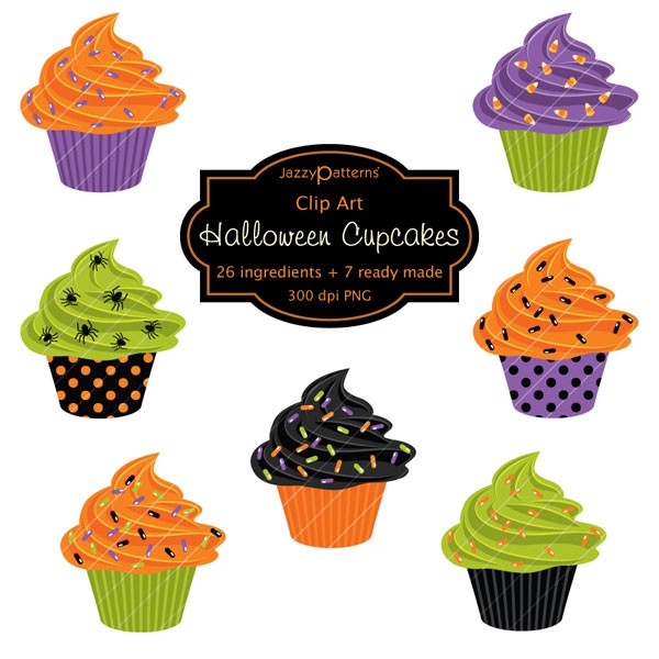 Halloween Cupcakes Clip Art Ca015 By Jazzypatterns On Etsy