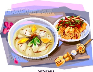 Korean Cuisine Rice Cake Soup Vector Clip Art