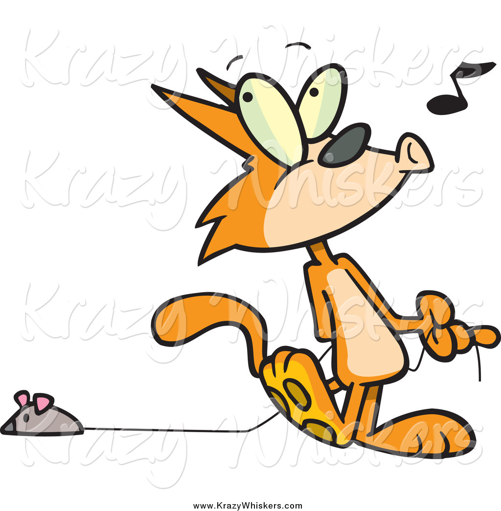 Larger Preview  Critter Clipart Of A Cartoon Ginger Cat Whistling And