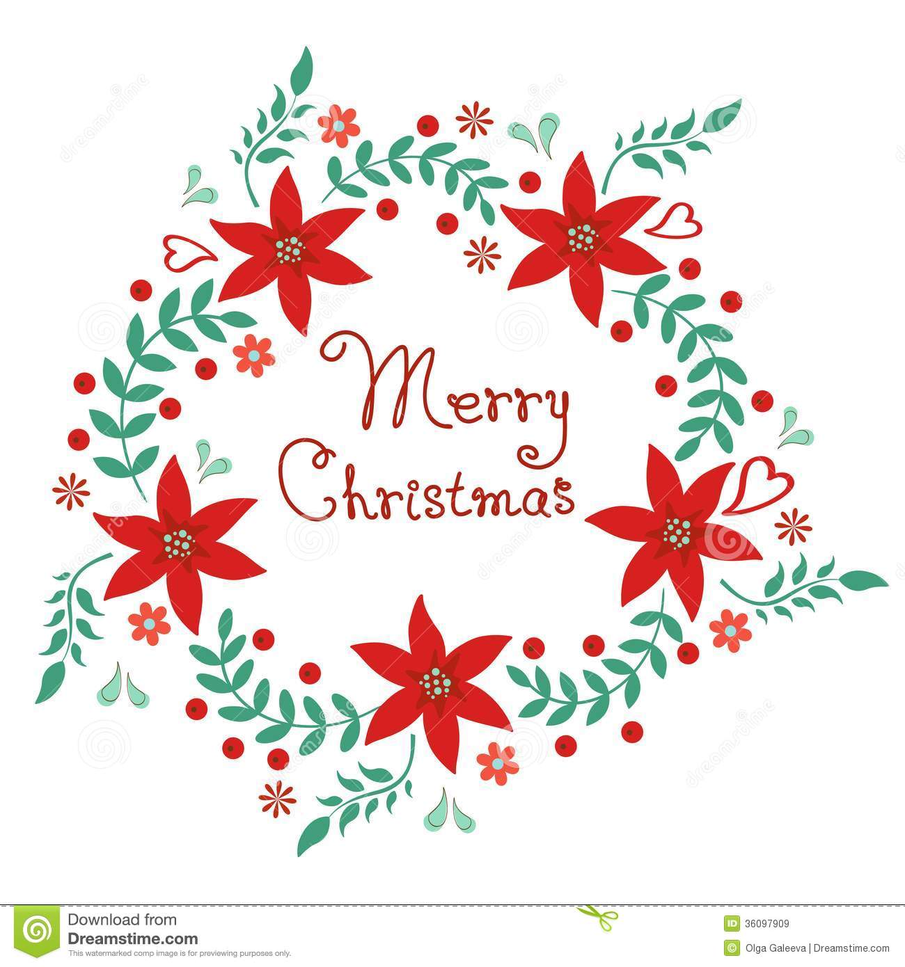 Merry Christmas Floral Wreath Royalty Free Stock Images   Image