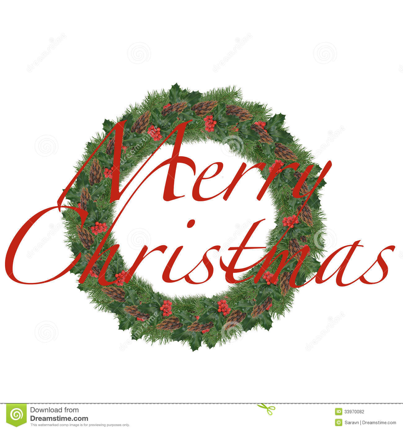 Merry Christmas Wreath Stock Photography   Image  33970082