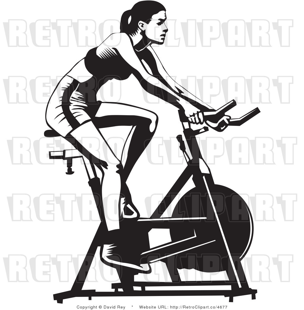 Retro Woman Exercising On A Stationary Bicycle By David Rey    4677