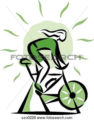 Stock Illustration Of Woman On A Stationary Bike Szo0226   Search Clip