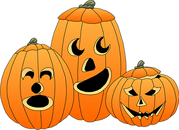 Three Pumpkins Carved For Halloween Png Black Cats For Halloween Png