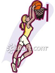 Woman Dunking A Basketball Royalty Free Clipart Picture