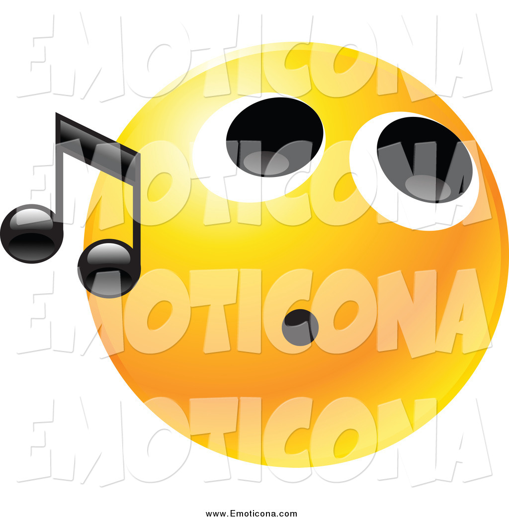     Yellow Emoticon Face Whistling With A Black Music Note By Tonis Pan
