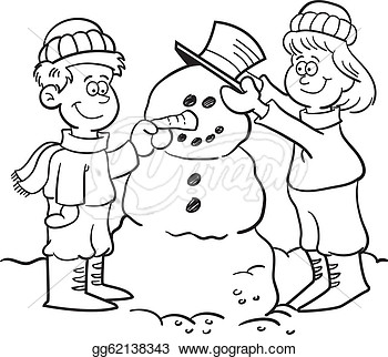 Art Vector   Kids Building A Snowman  Stock Eps Gg62138343   Gograph