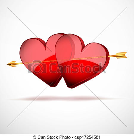 Background With Beautiful Glasses Two Hearts And Golden Arrow  Happy