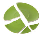 Broken Green Plate On White Background   Stock Image