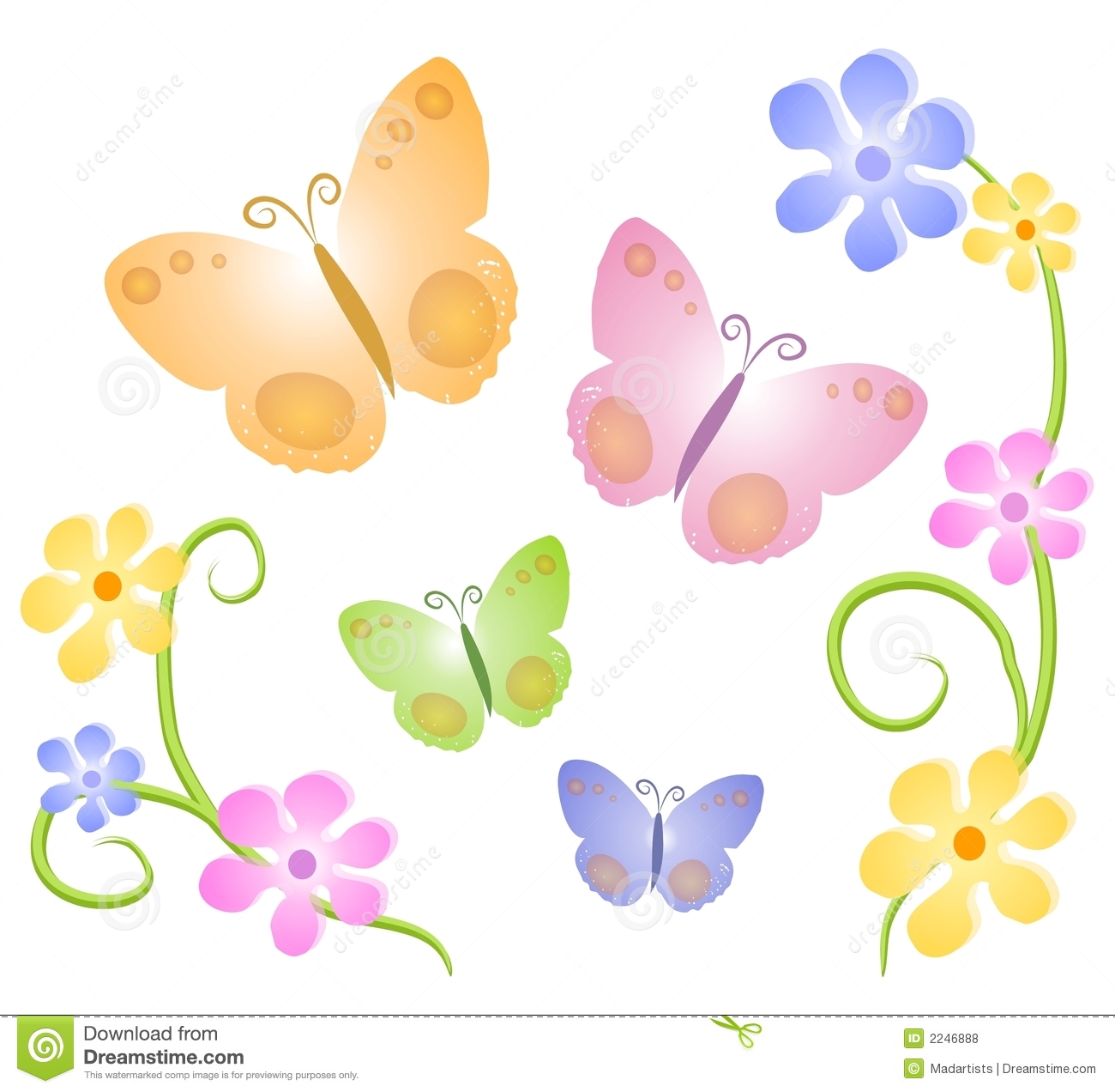 Butterflies Flowers Clip Art 2 Royalty Free Stock Photos   Image
