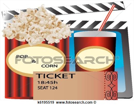 Cinema Popcorn And Sodamovie Ticketpopcorn Soda   Ticket Isolated
