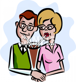 Clip Art Picture Of A Man And Woman Drinking A Chocolate Milkshake
