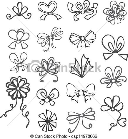 Clip Art Vector Of Set Of Black And White Ribbons   Set Of Black And