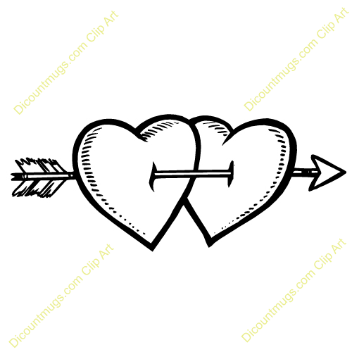 Clipart 12526 Two Hearts And An Arrow   Two Hearts And An Arrow Mugs