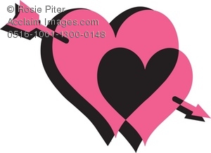 Clipart Illustration Of Two Hearts Pierced With An Arrow