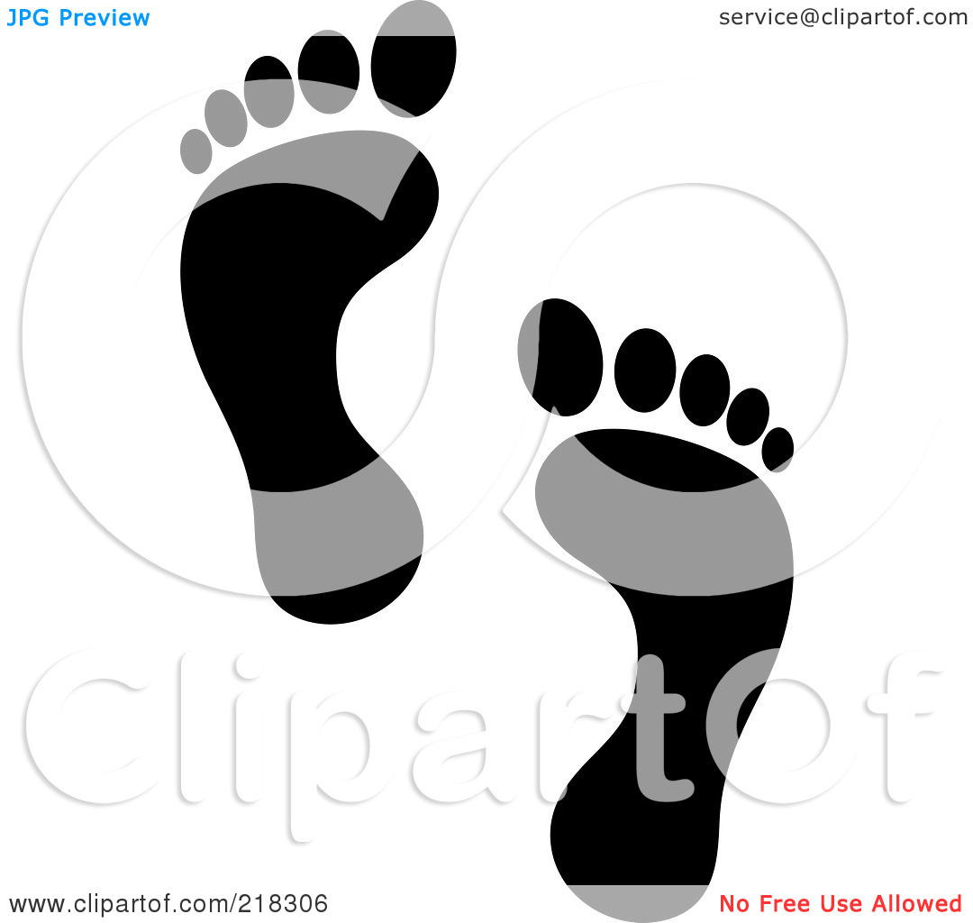 Free  Rf  Clipart Illustration Of A Pair Of Black Human Footprints