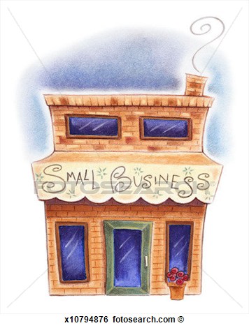 Illustration Of Brick Building With Small Business Written On Awning