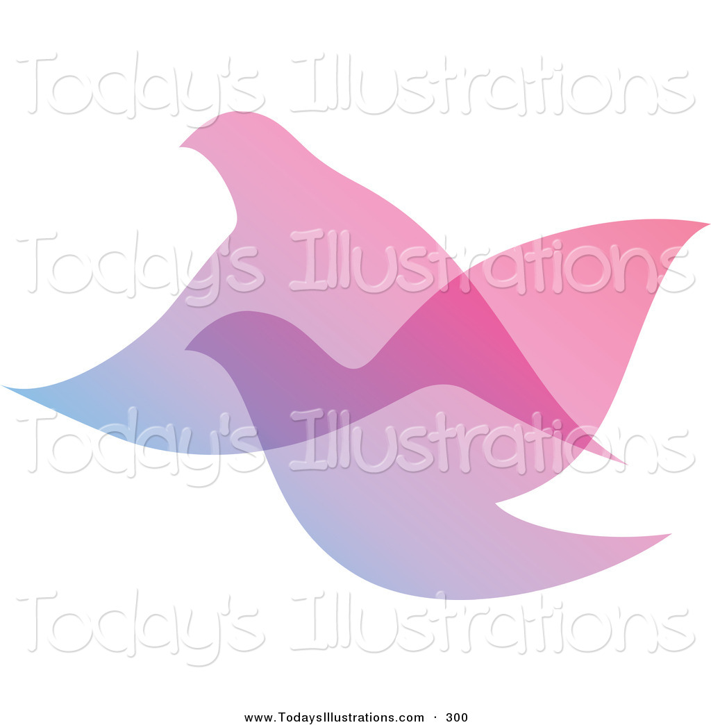 Larger Preview  Clipart Of A Gradient Dove Overlay Logo Icon On White    