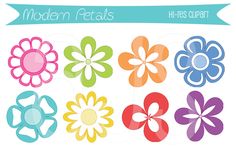 Modern Flower Clip Art Modern Petals Flower Clipart