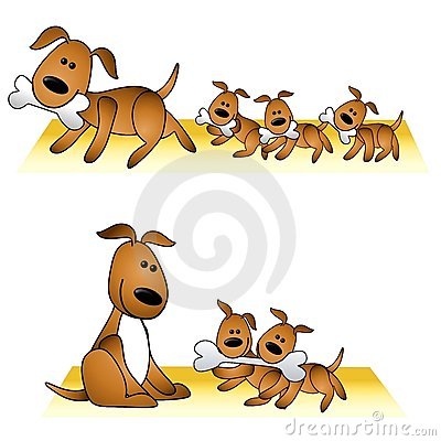 Mother Dog And Puppies Royalty Free Stock Photo