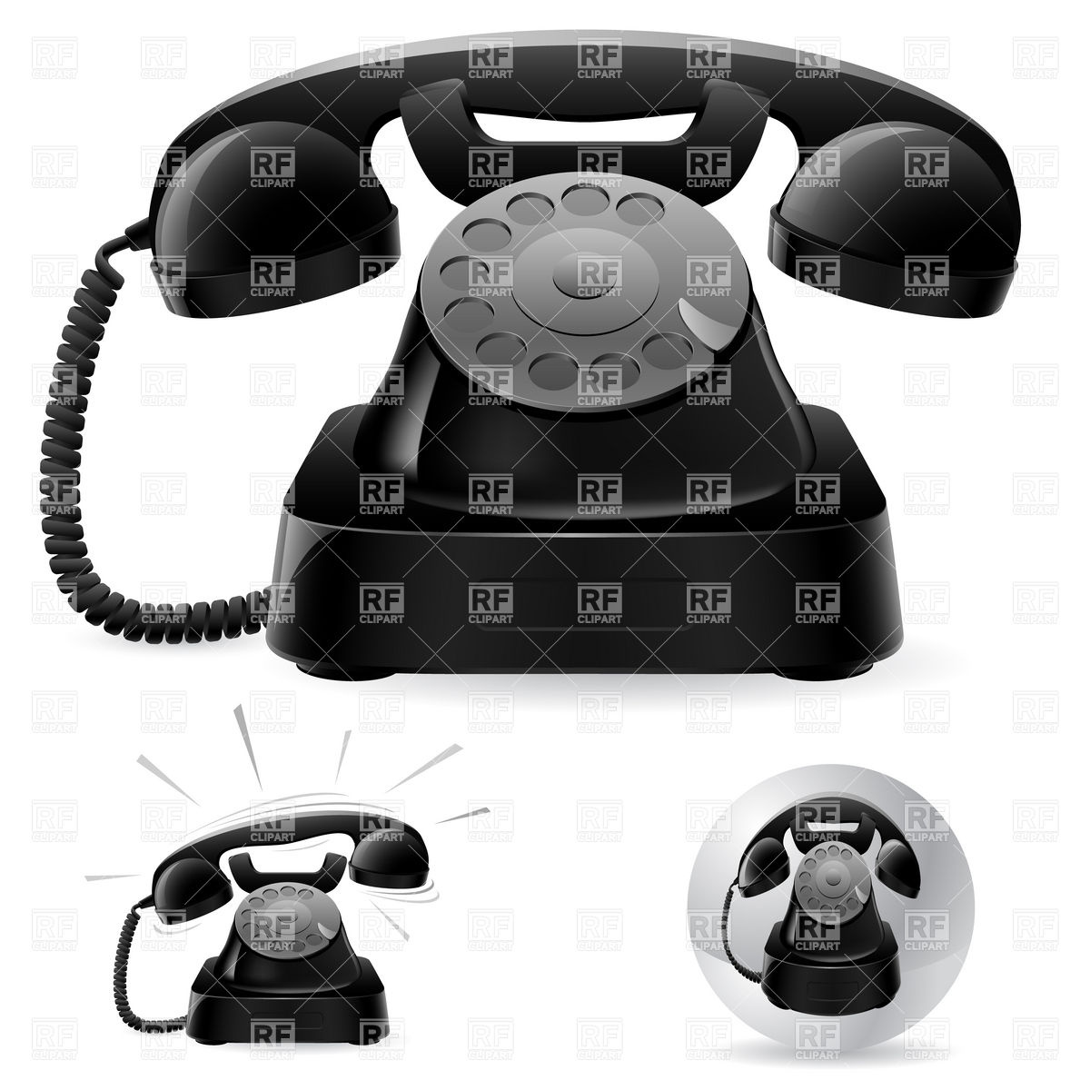 Old Black Dial Telephone Ringing Download Royalty Free Vector Clipart    