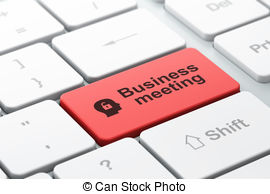     Padlock And Business Meeting On Computer Keyboard Background Clip Art