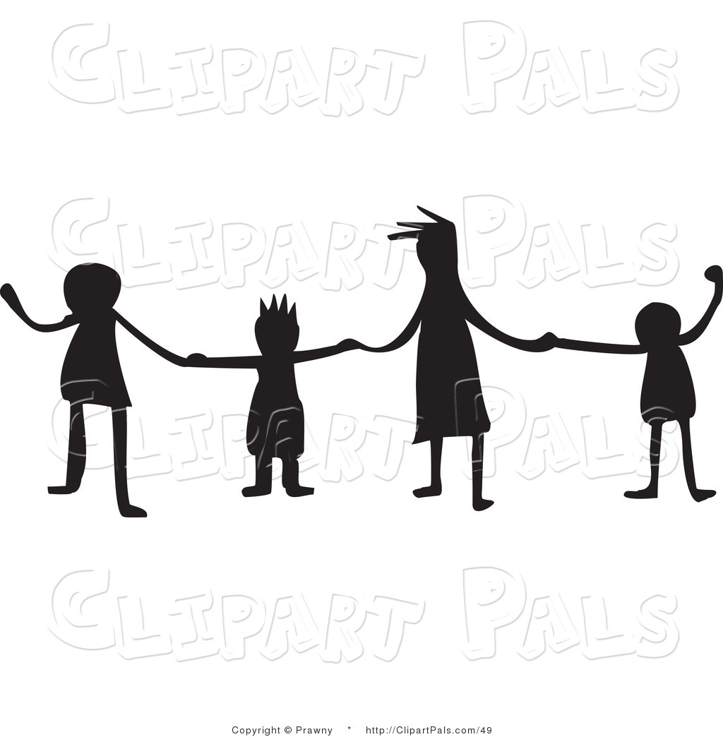 Pal Clipart Of A Group Of Silhouetted Kids Holding Hands In A Line By    