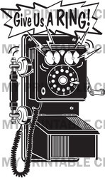 Ringing Black And White Wall Telephone Clipart Illustration   Image