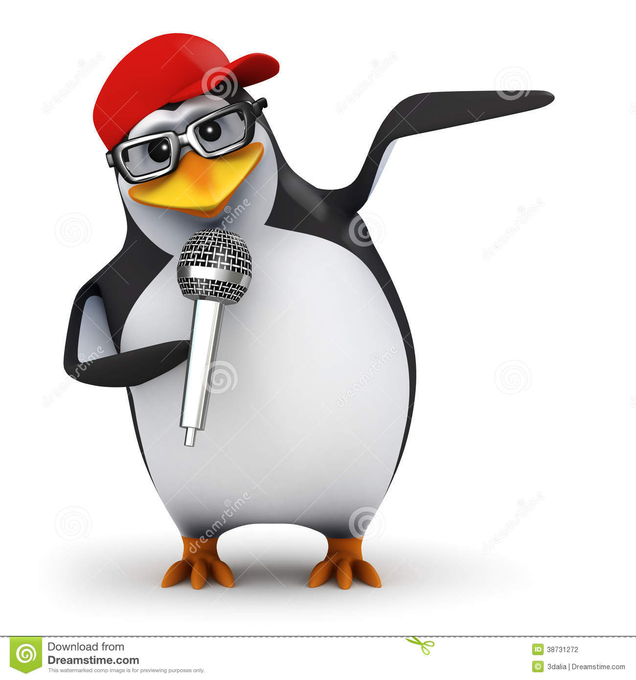 3d Penguin Sings Stock Photography   Image  38731272
