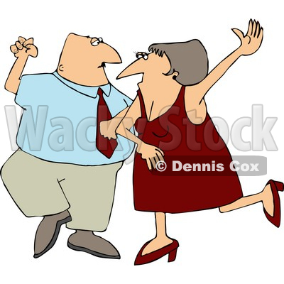 And Woman Husband And Wife Dancing Together On A Dance Floor Clipart