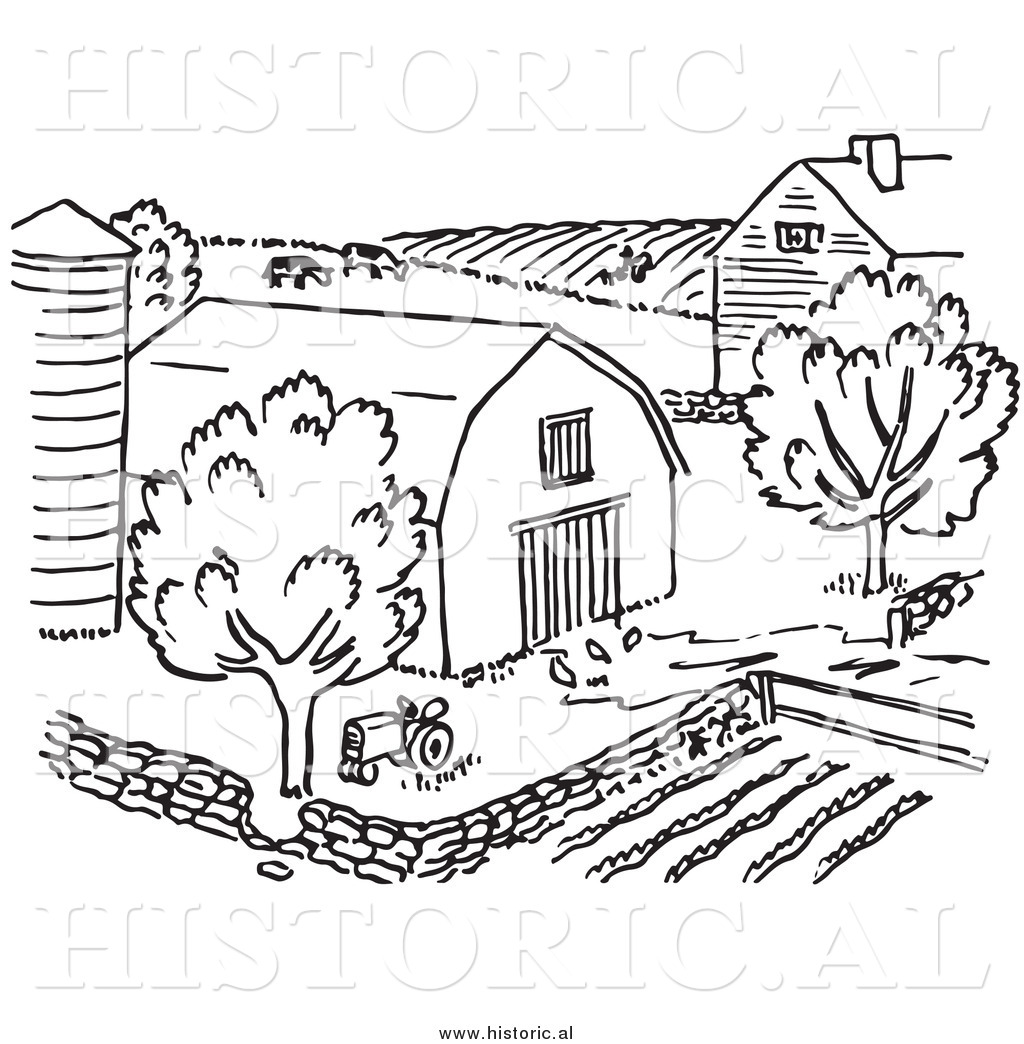 Barn Clipart Black And White Clipart Of A Farm With Barn