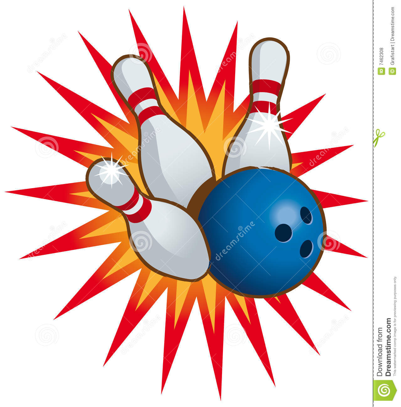 Bowling Ball And Falling Bowling Pins 