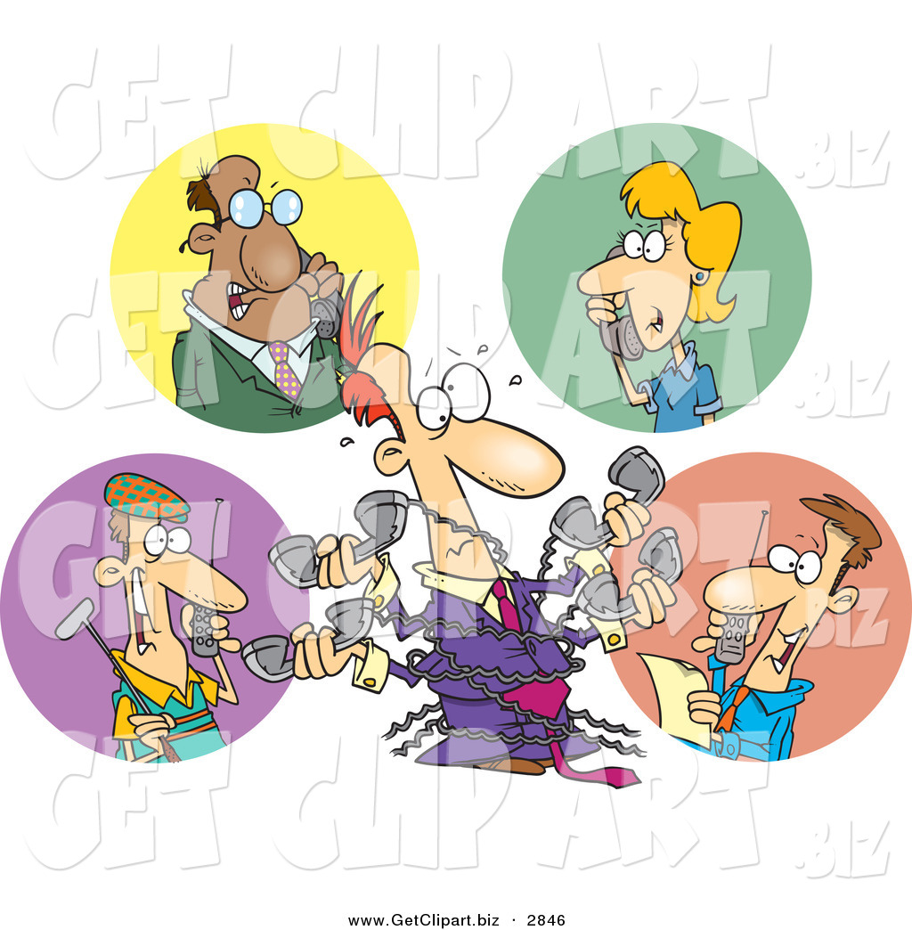 Clip Art Of A Group Of People Chatting On Phones During Different    