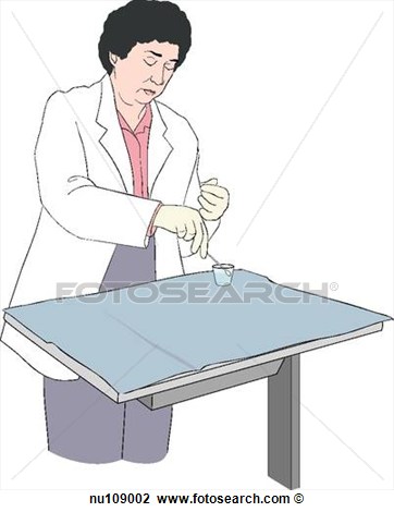 Clip Art   On Sterile Field Nurse Wearing Gloves Dips Applicator Into