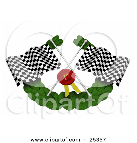 Clipart Illustration Of Black And White Checkered Racing Flags A Red