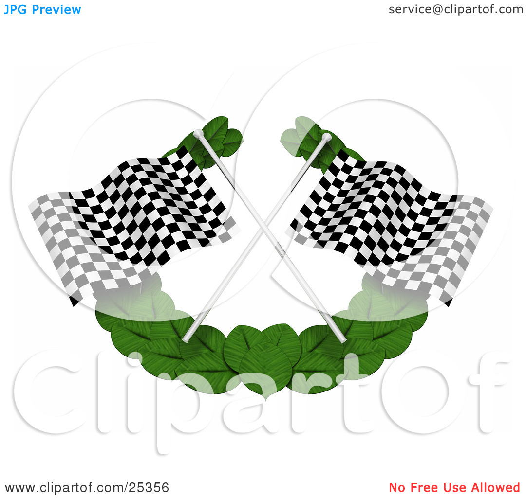 Clipart Illustration Of Two Black And White Checkered Racing Flags