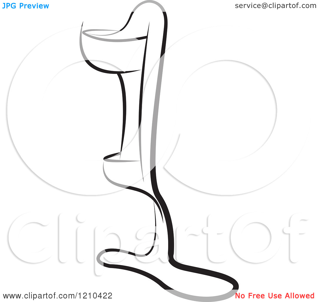 Clipart Of A Black And White Orthotic Leg   Royalty Free Vector