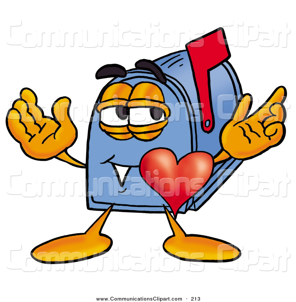 Clipart Of A Romantic Blue Postal Mailbox Cartoon Character