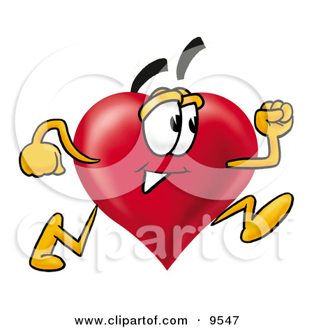 Clipart Picture Of A Love Heart Mascot Cartoon Character Running By