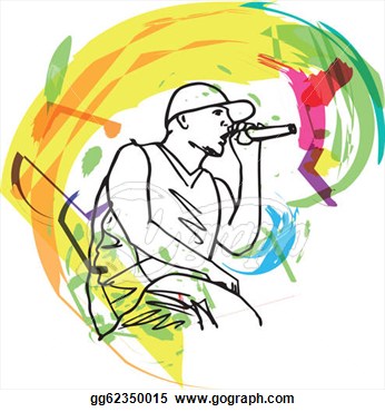 Clipart   Sketch Of Hip Hop Singer Singing Into A Microphone  Vector