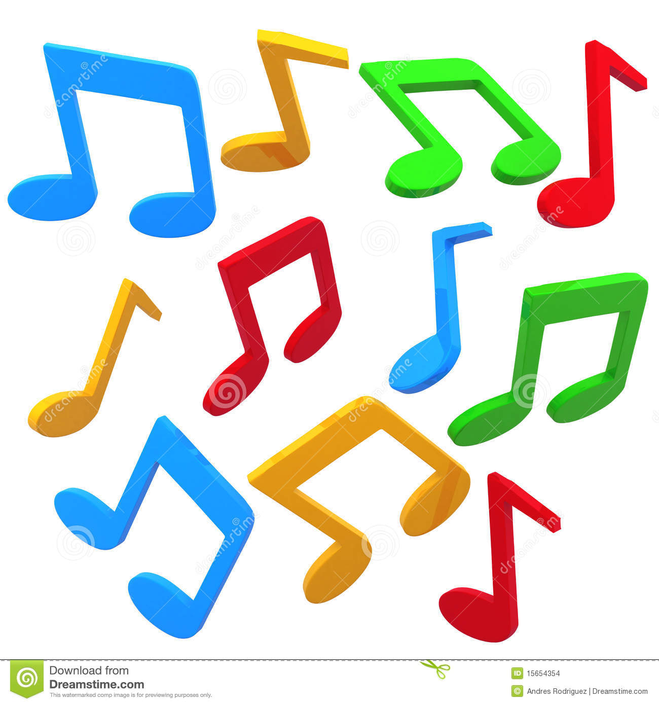 Colorful Music Notes   Isolated Over A White Background 