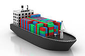 Container Ship Container Ship Container Ship Digital Illustration Of