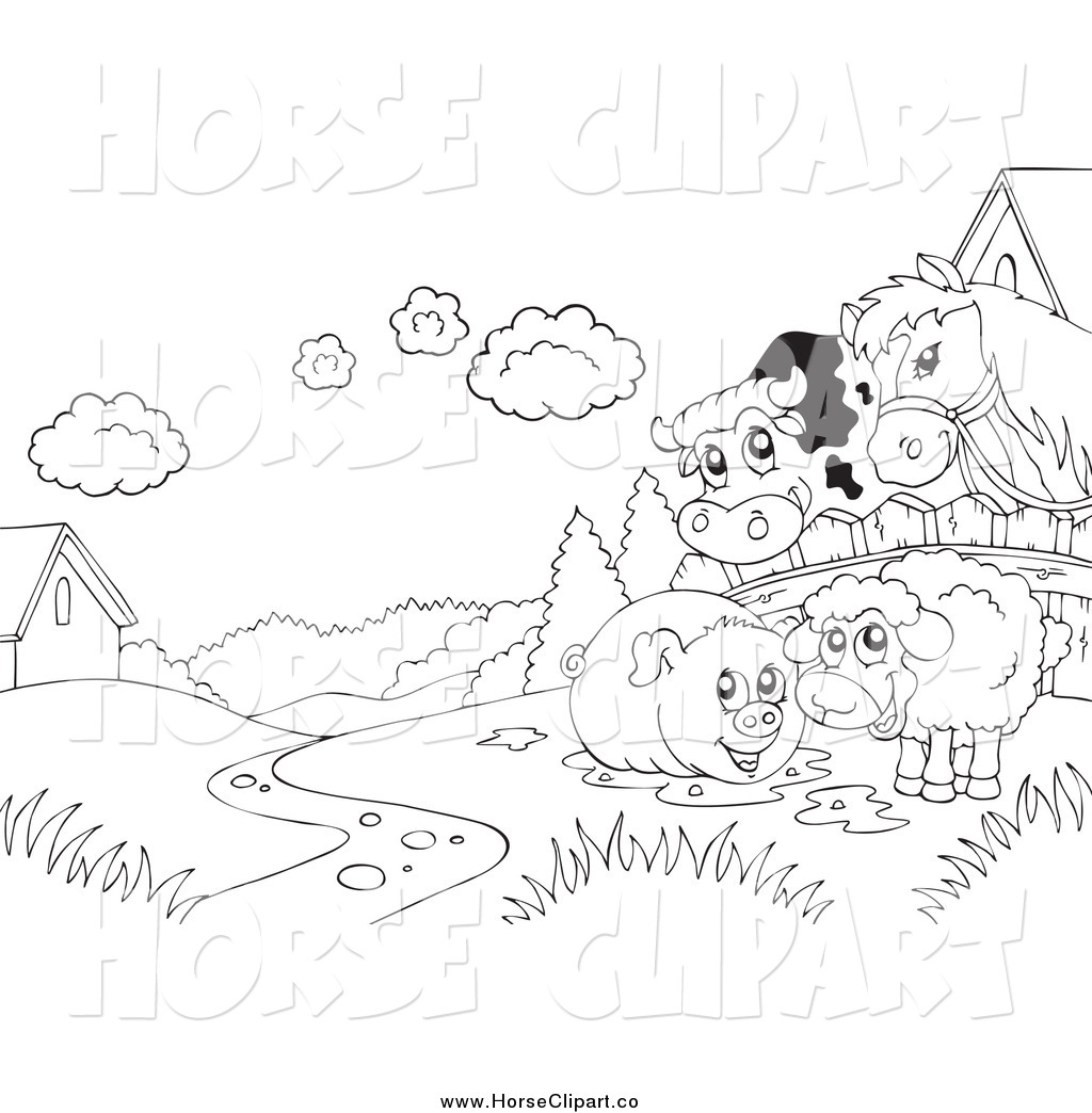 Farm Clipart Black And White Clip Art Of A Black And White