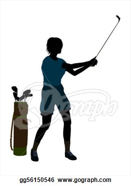 Golf Player Art Illustration Silhouette On A White Background  Clipart