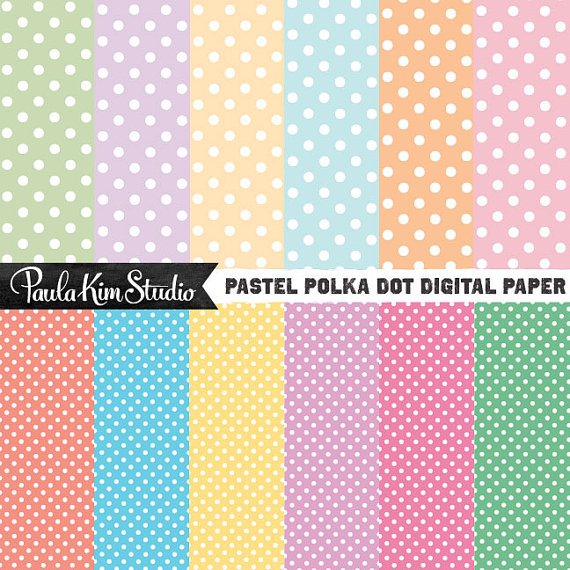 Polka Dot Digital Paper Pastel Background Image Clipart Polka Dots
