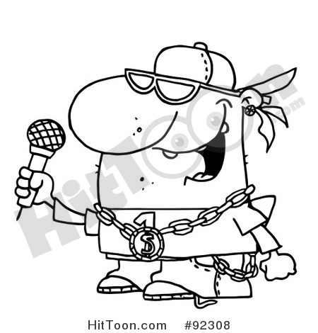 Rf  Clipart Illustration Of An Outlined Rapper Dude Singing  92308