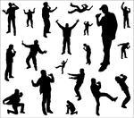 Silhouettes Of A Dancing And Singing Men Dancing And Singing