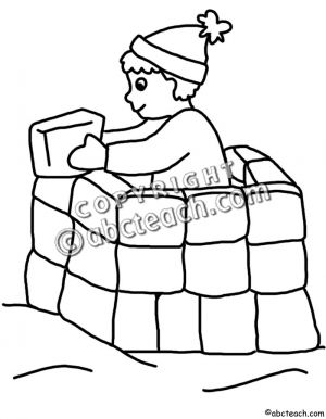 Snow Fort Clip Art In Black And White Illustrates A Winter Activity