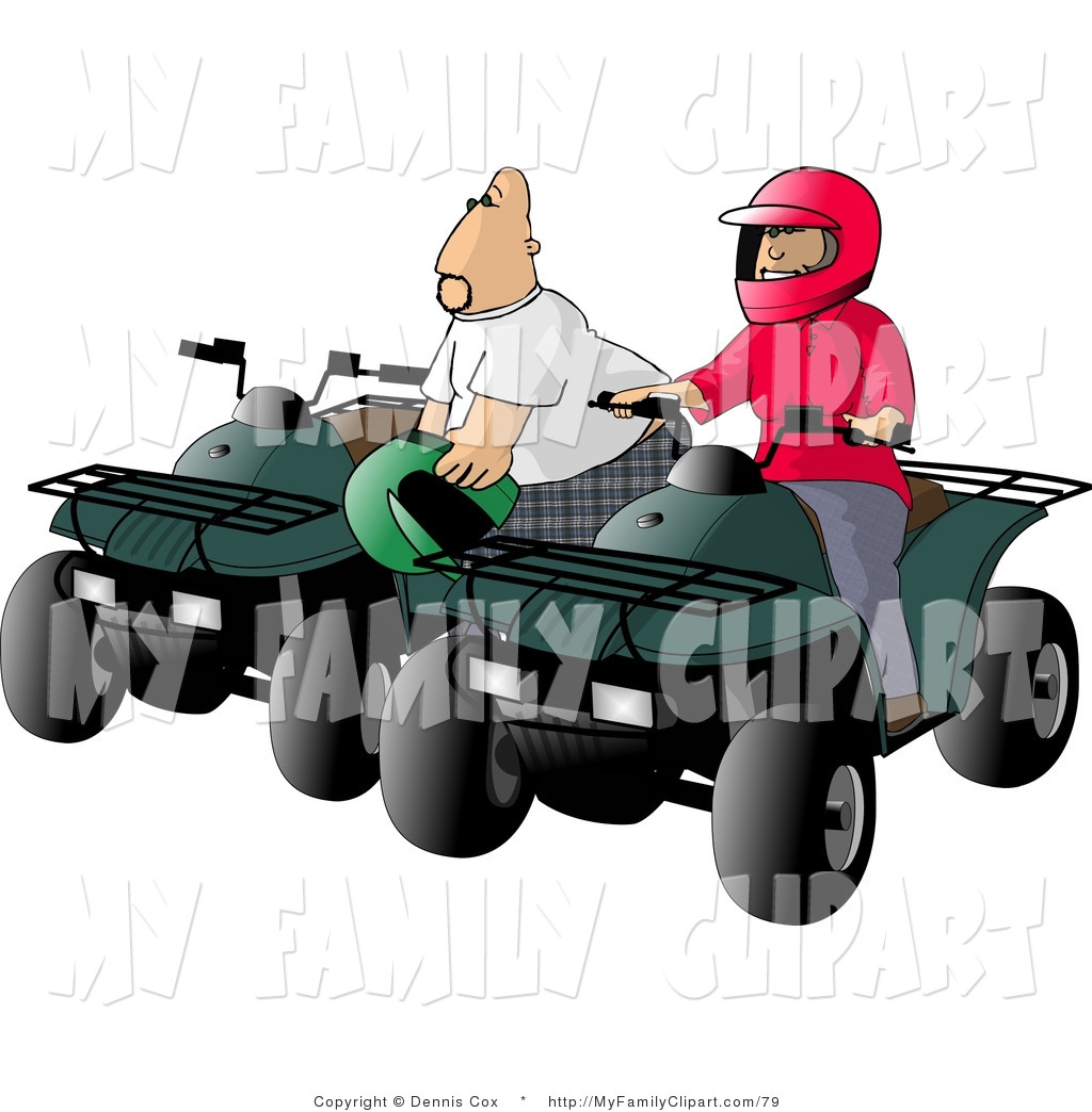 Son Man And Boy Riding Atv Four Wheelers Side By Side By Djart    79