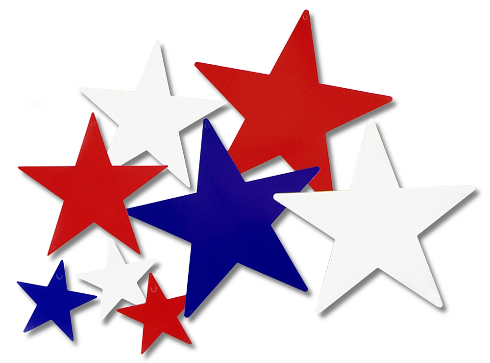 Star Cutouts   Red White   Blue   Pack Of 9   5  12   Party Packs